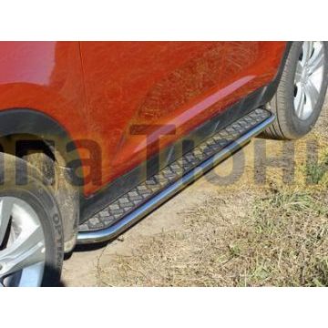 Пороги с площадкой алюминиевый лист 42 мм ТСС для Kia Sportage 2010-2014 Пороги с площадкой алюминиевый лист 42 мм ТСС для Kia Sportage 2010-2014