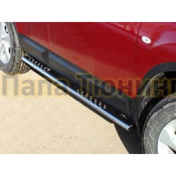 Пороги труба овальная с проступью 75х42 мм ТСС для Nissan Qashqai 2010-2014 Пороги труба овальная с проступью 75х42 мм ТСС для Nissan Qashqai 2010-2014