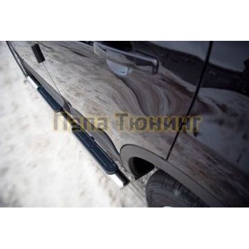 Пороги труба овальная с накладками 75х42 мм РусСталь для Nissan Qashqai+2 2010-2014