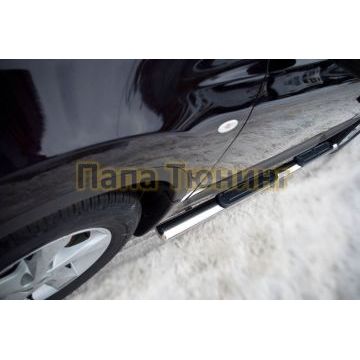 Пороги труба овальная с накладками 75х42 мм РусСталь для Nissan Qashqai+2 2010-2014