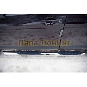 Пороги труба d76 с накладками вариант 1 РусСталь для Nissan Qashqai+2 2010-2014