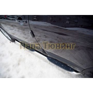Пороги труба d76 с накладками вариант 1 РусСталь для Nissan Qashqai+2 2010-2014