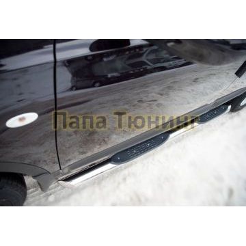 Пороги труба d76 с накладками вариант 1 РусСталь для Nissan Qashqai+2 2010-2014