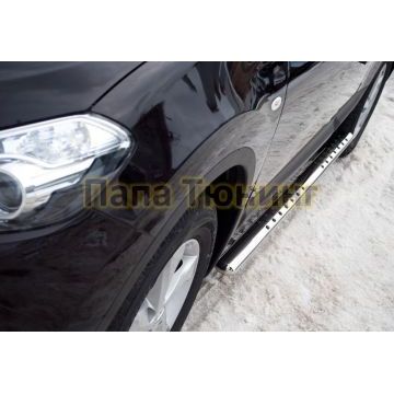 Пороги труба овальная с проступью 75х42 мм РусСталь для Nissan Qashqai+2 2010-2014