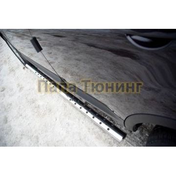 Пороги труба овальная с проступью 75х42 мм РусСталь для Nissan Qashqai+2 2010-2014