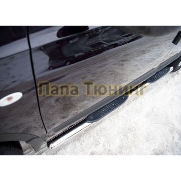 Пороги труба d76 с накладками вариант 3 РусСталь для Nissan Qashqai+2 2010-2014