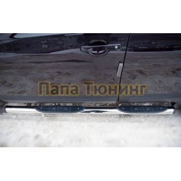 Пороги труба d76 с накладками вариант 2 РусСталь для Nissan Qashqai+2 2010-2014