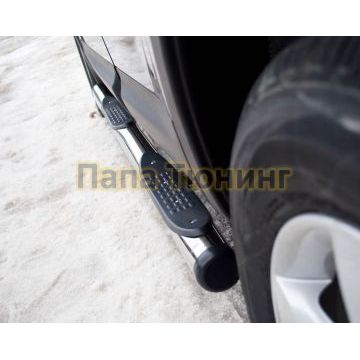 Пороги труба d76 с накладками вариант 2 РусСталь для Nissan Qashqai+2 2010-2014