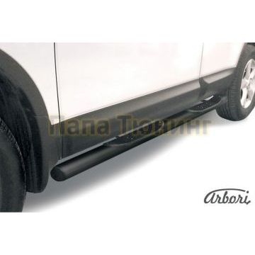 Пороги чёрная сталь труба с накладками 76 мм Slitkoff для Nissan Qashqai +2 2010-2014 Пороги чёрная сталь труба с накладками 76 мм Slitkoff для Nissan Qashqai +2 2010-2014