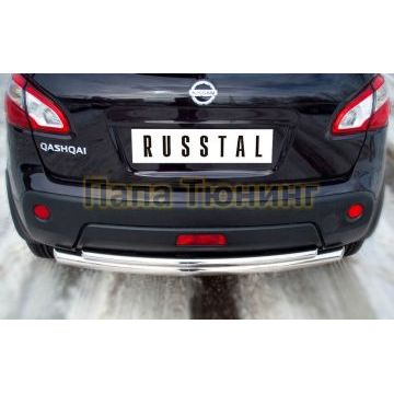 Защита заднего бампера двойная d57-d42 РусСталь для Nissan Qashqai 2010-2014