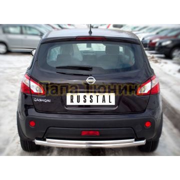 Защита заднего бампера двойная d57-d42 РусСталь для Nissan Qashqai 2010-2014