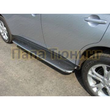 Пороги с площадкой нержавеющий лист 42 мм ТСС для Mitsubishi Outlander 2014-2015