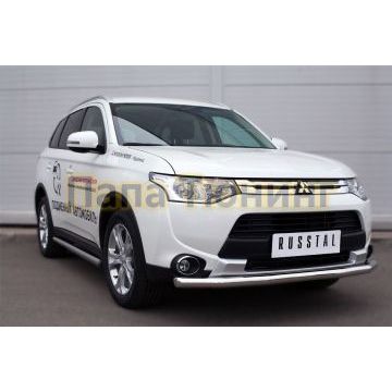 Пороги труба d57 вариант 2 РусСталь для Mitsubishi Outlander 2014-2015