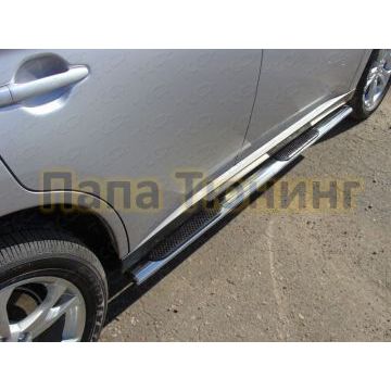 Пороги труба овальная с накладками 75х42 мм ТСС для Mitsubishi Outlander 2014-2015 Пороги труба овальная с накладками 75х42 мм ТСС для Mitsubishi Outlander 2014-2015