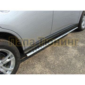 Пороги труба овальная с проступью 75х42 мм ТСС для Mitsubishi Outlander 2014-2015 Пороги труба овальная с проступью 75х42 мм ТСС для Mitsubishi Outlander 2014-2015