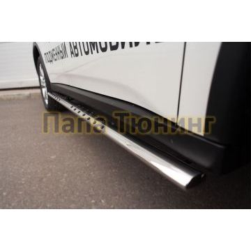 Пороги труба овальная с проступью 75х42 мм РусСталь для Mitsubishi Outlander 2014-2015