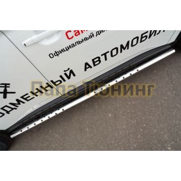 Пороги труба овальная с проступью 75х42 мм РусСталь для Mitsubishi Outlander 2014-2015
