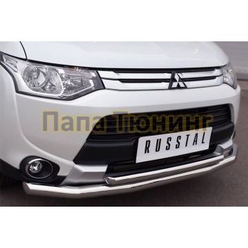 Защита передняя двойная d57-d42 РусСталь для Mitsubishi Outlander 2014-2015