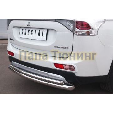 Защита заднего бампера двойная d57-d42 РусСталь для Mitsubishi Outlander 2014-2015