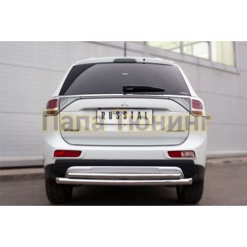 Защита заднего бампера двойная d57-d42 РусСталь для Mitsubishi Outlander 2014-2015