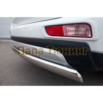 Защита заднего бампера овальная 75х42 мм РусСталь для Mitsubishi Outlander 2014-2015