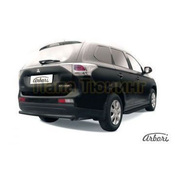 Защита заднего бампера чёрная сталь короткая 57 мм Slitkoff для Mitsubishi Outlander 2014-2015 Защита заднего бампера чёрная сталь короткая 57 мм Slitkoff для Mitsubishi Outlander 2014-2015