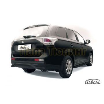 Защита заднего бампера чёрная сталь волна 57 мм Slitkoff для Mitsubishi Outlander 2014-2015 Защита заднего бампера чёрная сталь волна 57 мм Slitkoff для Mitsubishi Outlander 2014-2015