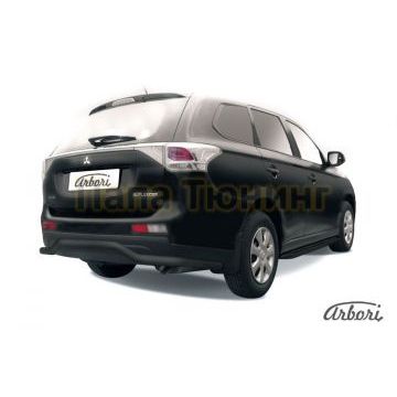 Защита заднего бампера чёрная сталь волна длинная 57 мм Slitkoff для Mitsubishi Outlander 2014-2015 Защита заднего бампера чёрная сталь волна длинная 57 мм Slitkoff для Mitsubishi Outlander 2014-2015