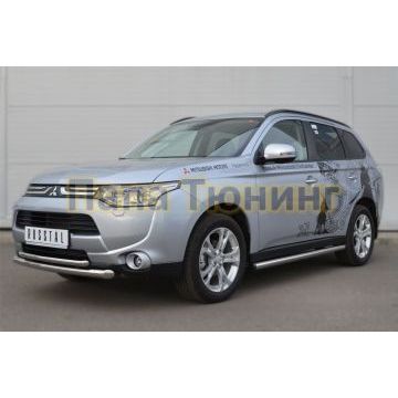 Пороги труба d57 вариант 2 РусСталь для Mitsubishi Outlander 2012-2014