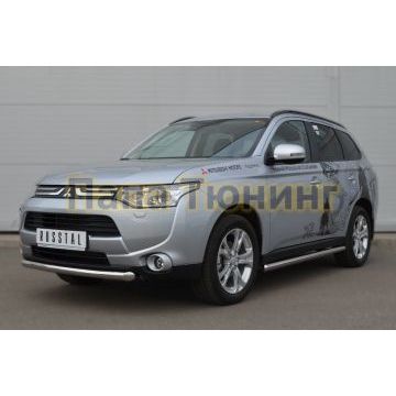 Пороги труба d57 вариант 3 РусСталь для Mitsubishi Outlander 2012-2014