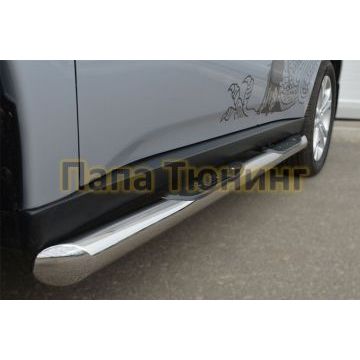 Пороги труба d76 с накладками вариант 1 РусСталь для Mitsubishi Outlander 2012-2014