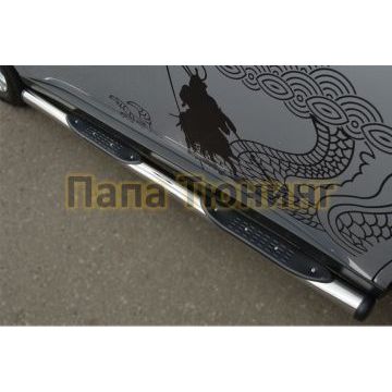 Пороги труба d76 с накладками вариант 2 РусСталь для Mitsubishi Outlander 2012-2014