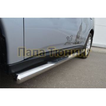 Пороги труба d76 с накладками вариант 3 РусСталь для Mitsubishi Outlander 2012-2014