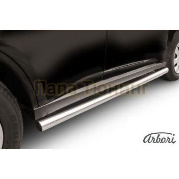 Защита штатных порогов труба 57 мм Slitkoff для Mitsubishi Outlander 2012-2014