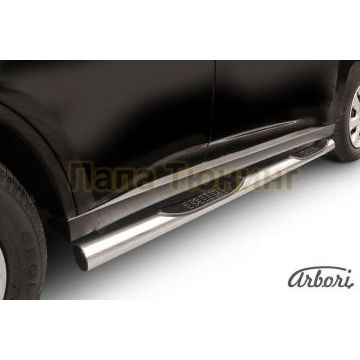 Пороги труба с накладками 76 мм Slitkoff для Mitsubishi Outlander 2012-2014