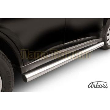 Защита штатных порогов труба 76 мм Slitkoff для Mitsubishi Outlander 2012-2014