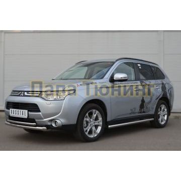 Защита передняя двойная d57-d42 РусСталь для Mitsubishi Outlander 2012-2014