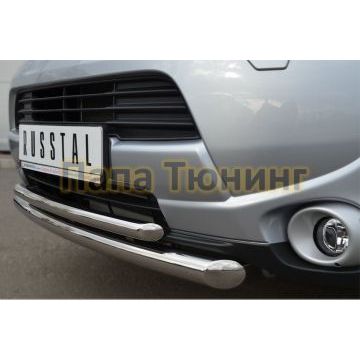 Защита передняя двойная d57-d42 РусСталь для Mitsubishi Outlander 2012-2014