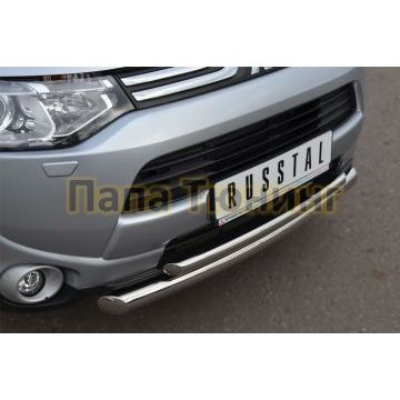Защита передняя двойная d57-d42 РусСталь для Mitsubishi Outlander 2012-2014