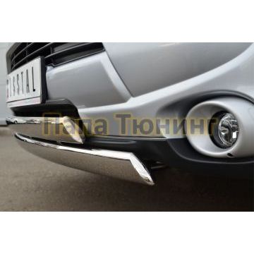 Защита передняя овальная двойная 75х42 мм РусСталь для Mitsubishi Outlander 2012-2014