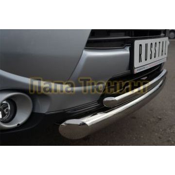 Защита передняя двойная d76-d42 РусСталь для Mitsubishi Outlander 2012-2014