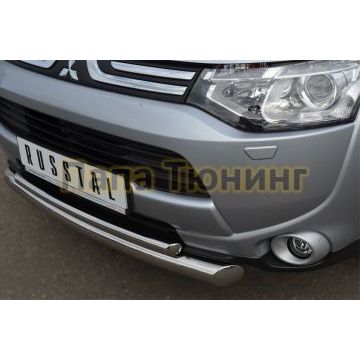 Защита передняя двойная d76-d42 РусСталь для Mitsubishi Outlander 2012-2014