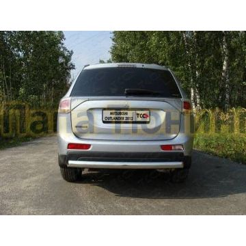 Защита заднего бампера овальная овальная 75х42 мм ТСС для Mitsubishi Outlander 2012-2014