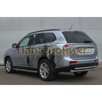 Защита заднего бампера двойная d57-d42 РусСталь для Mitsubishi Outlander 2012-2014
