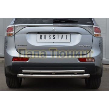 Защита заднего бампера двойная d57-d42 РусСталь для Mitsubishi Outlander 2012-2014