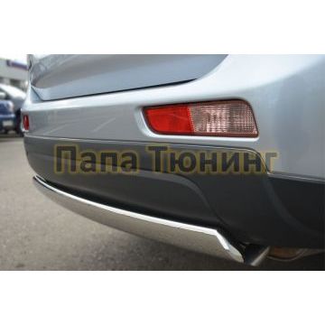 Защита заднего бампера овальная 75х42 мм РусСталь для Mitsubishi Outlander 2012-2014