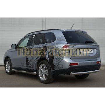 Защита заднего бампера d76 РусСталь для Mitsubishi Outlander 2012-2014