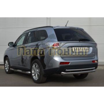 Защита заднего бампера двойная d76-d42 РусСталь для Mitsubishi Outlander 2012-2014