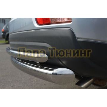 Защита заднего бампера двойная d76-d42 РусСталь для Mitsubishi Outlander 2012-2014