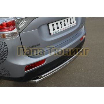Защита заднего бампера двойная d76-d42 РусСталь для Mitsubishi Outlander 2012-2014